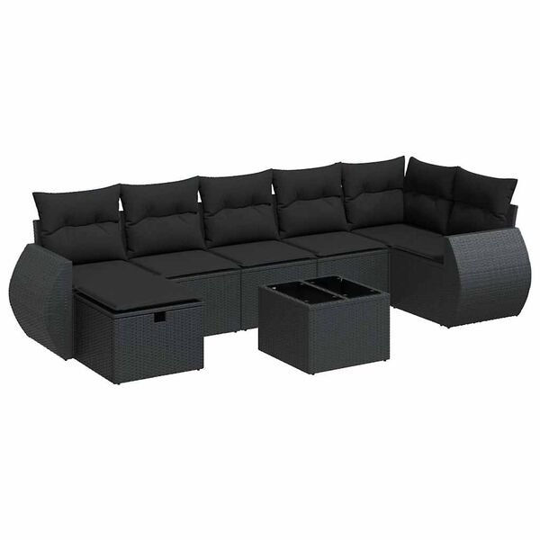 vidaXL Garden Sofa Set Black