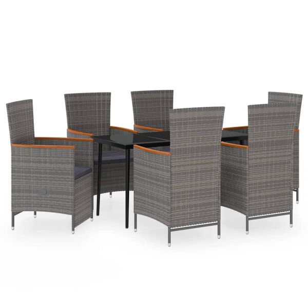 vidaXL Garden Dining Set Grey and black with dark grey cushions
