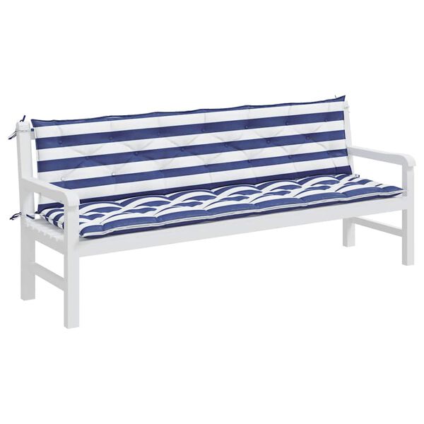 vidaXL Garden Bench Cushion Set of 2 Blue and White Stripe 100% Polyester