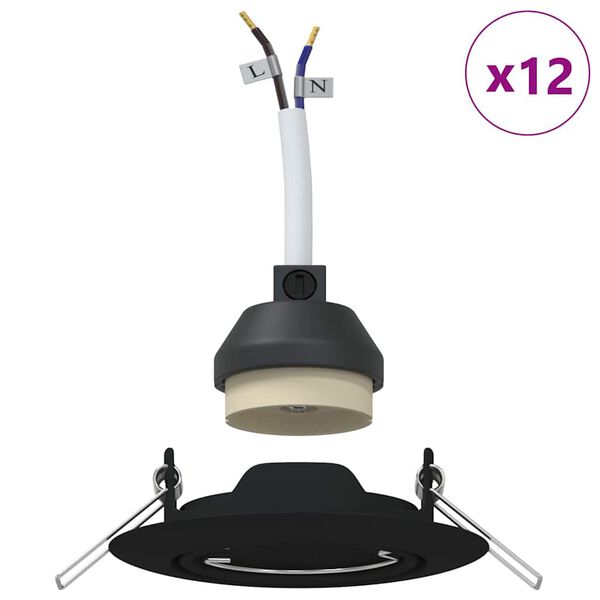 vidaXL Spotlight 12 pcs Black 9 x 9 x 2.5 cm Metal