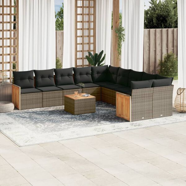 vidaXL Garden Sofa Set Grey, Dark Grey