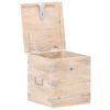 vidaXL Chest White Solid acacia wood with iron 15.7 in Chest Square