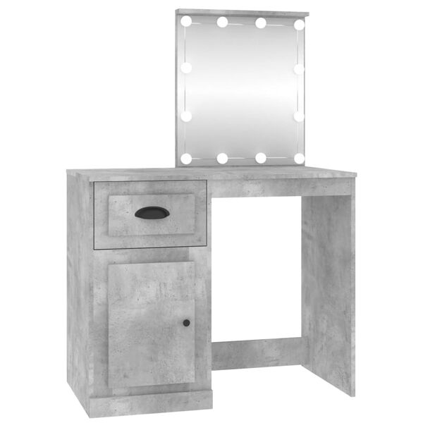 vidaXL Dressing Table Concrete gray Engineered wood, acrylic Medium