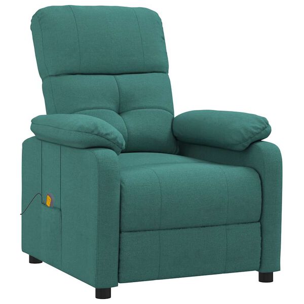 vidaXL Massage Recliner Dark Green Fabric