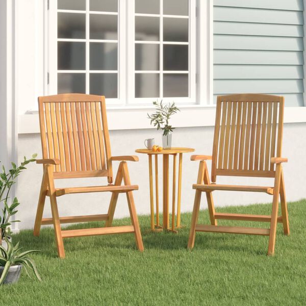 vidaXL Reclining Garden Chair Set of 2 Teak Brown