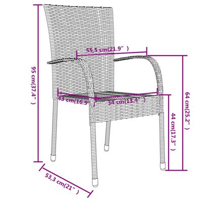 vidaXL 3 Piece Patio Dining Set Poly Rattan Brown