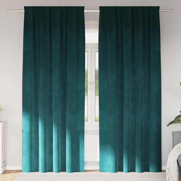 vidaXL Blackout Curtains 2 pcs Dark Green 55.12 x 102.36 in Velvet
