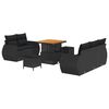 vidaXL Garden Sofa Set Height-Adjustable 8 pcs Black Poly Rattan