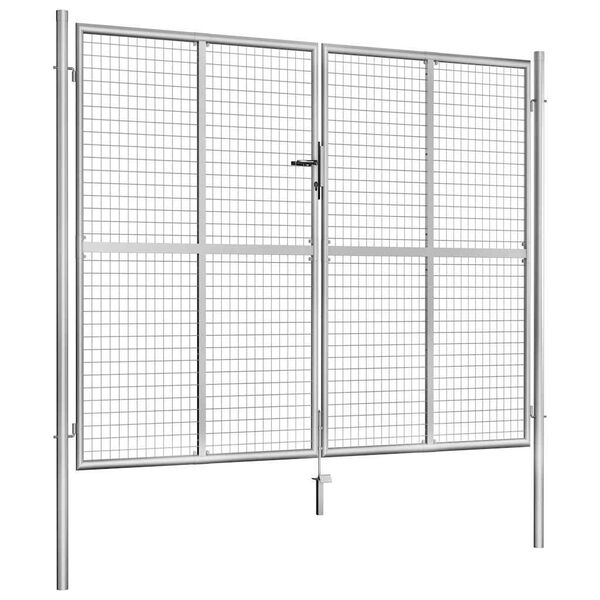 vidaXL Garden Gate Galvanised Steel 118.1x78.7" Silver