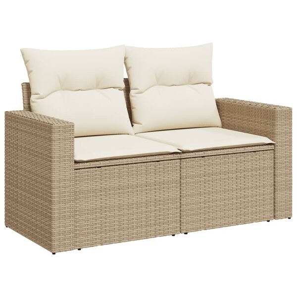 vidaXL Garden Sofa Set Beige PE rattan, powder-coated steel, foam, polyester