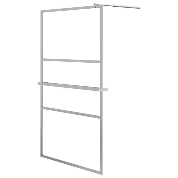 vidaXL Walk-in Shower Wall with Shelf Chrome 45.3x76.8" ESG Glass&Aluminium