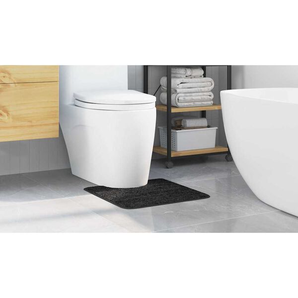 vidaXL Anti-slip Bath Mat with Toilet Cut Dark Grey 19.7" x 19.7" PP