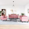 vidaXL Sofa Set Pink Velvet (100% polyester), plywood, solid wood
