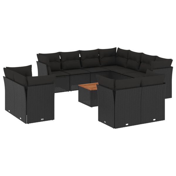 vidaXL Garden Sofa Set Black