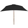 vidaXL Garden Umbrella Black Polyester cover, Bamboo pole, Hardwood ribs
