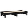 vidaXL Day Bed Black Solid pine wood Double Extendable Day Bed
