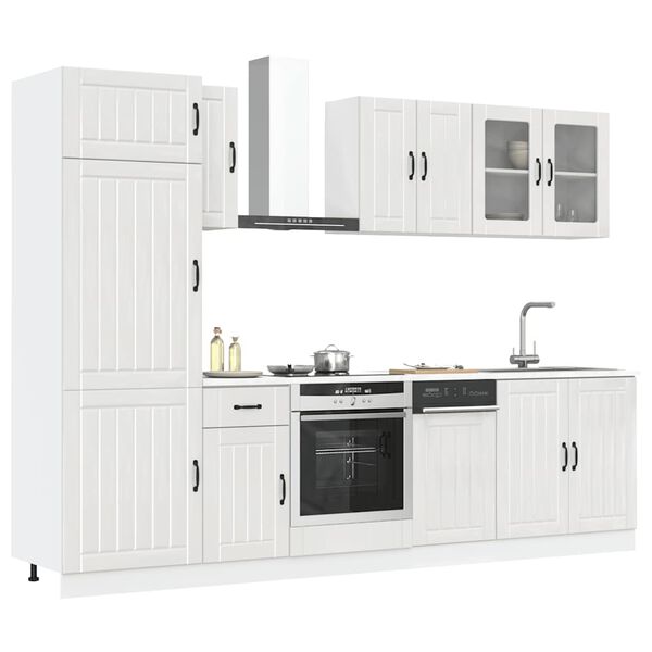 vidaXL Kitchen Cabinet Set High gloss white Engineered wood and glass