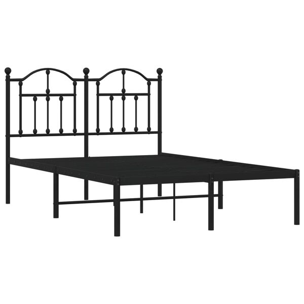 vidaXL Bed Frame Black Powder-coated steel Double Bed Frame