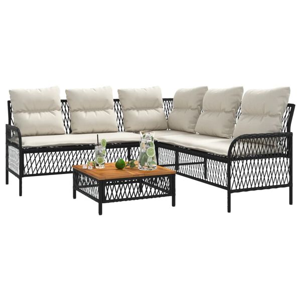 vidaXL Garden Sofa Set Black, Cream White