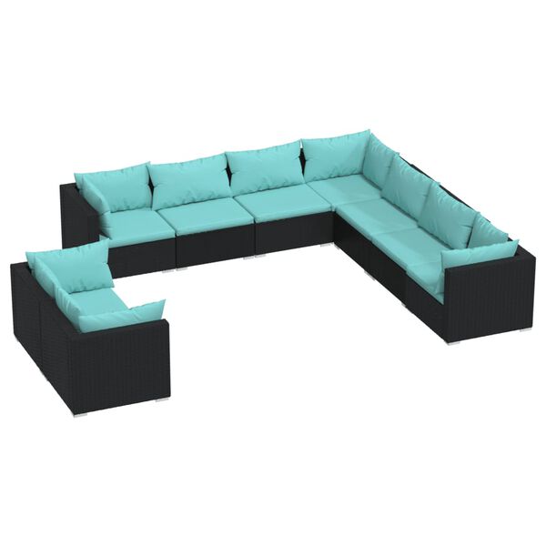 vidaXL Garden Lounge Set Black PE rattan Large Modern Design