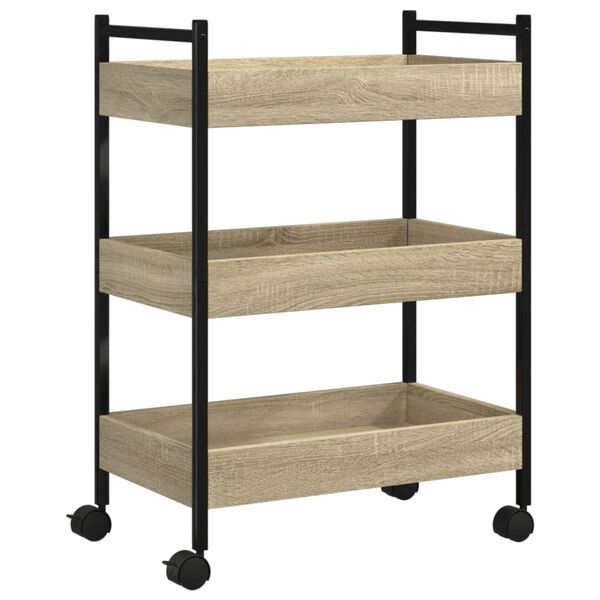 vidaXL Kitchen Trolley Sonoma Oak 19.7"x11.8"x27.6" Engineered Wood