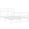 vidaXL Bed Frame White Steel Double Bed Frame Rectangular