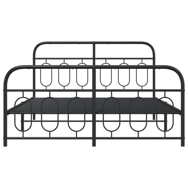 vidaXL Bed Frame Black Steel Full Bed Frame Rectangular Modern