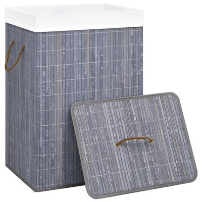 vidaXL Bamboo Laundry Basket with Single Section Gray