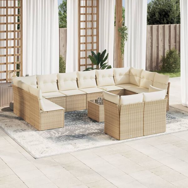 vidaXL Garden Sofa Set Beige, Cream White