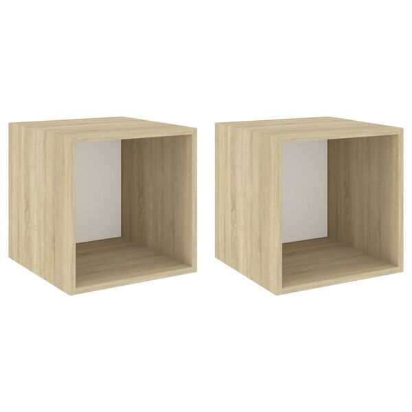 vidaXL Wall Cabinet Set of 2 White and Sonoma Oak Engineered Wood
