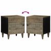 vidaXL Bedside Cabinet Set of 2 Light Grey Solid Mango Wood, Metal