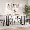 vidaXL Dining Table Natural wood and black steel