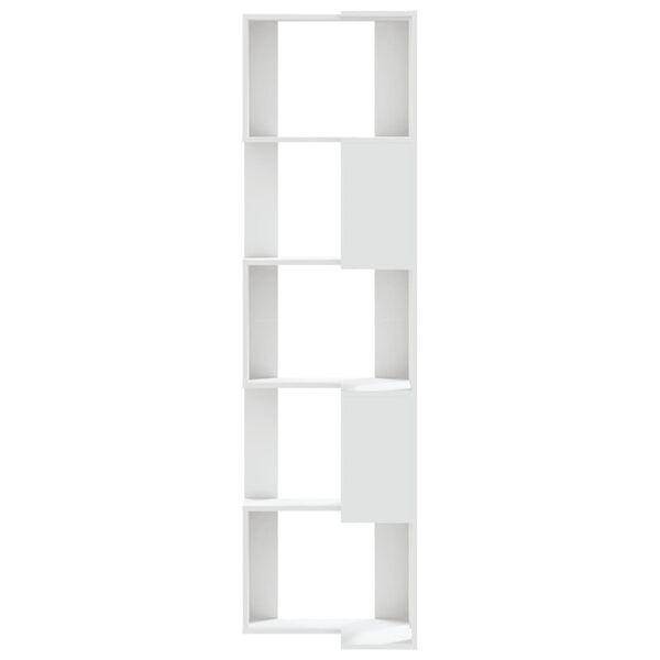 vidaXL Corner Bookcase 5-Tier White 19.7x19.7x70.5" Engineered Wood
