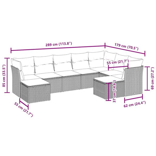vidaXL Garden Sofa Set Black, Cream white