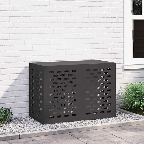 vidaXL Air Conditioner Cover Black 39.37 x 19.69 x 27.56 in Steel