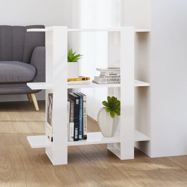vidaXL Book Cabinet High gloss white Engineered wood Medium Book Cabinet