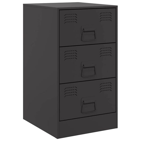 vidaXL Bedside Cabinet Black Cold-rolled steel Standard Bedside Cabinet