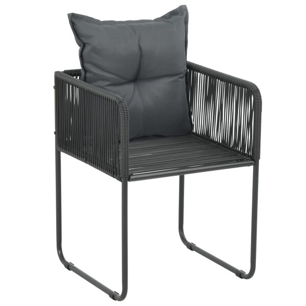 vidaXL Chair Set of 4 Black PE Rattan, Powder-Coated Steel Standard