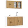 vidaXL Kitchen Cabinet Set Artisan Oak Engineered Wood and Glass