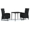 vidaXL Garden Dining Set Black PE rattan Standard Ergonomic