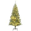 vidaXL Artificial Christmas Tree 300 LEDs&Ball Set&Flocked Snow 82.7"