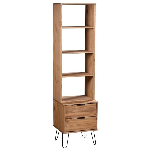 vidaXL Book Cabinet Natural wood Solid pine wood, metal
