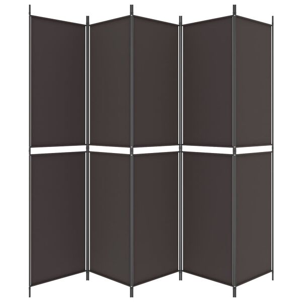 vidaXL 5-Panel Room Divider Brown 98.4"x86.6" Fabric