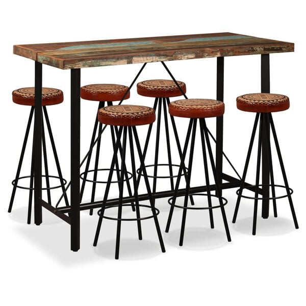 vidaXL Bar Set Brown Reclaimed wood Large Industrial Bar Set
