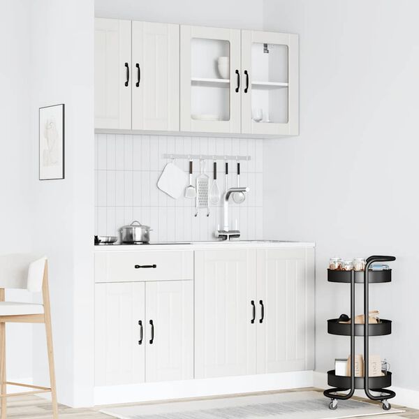 vidaXL Kitchen Cabinet Set White Engineered wood, Glass Large