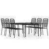 vidaXL Dining Set Black Powder-coated steel Large Durable Dining Set