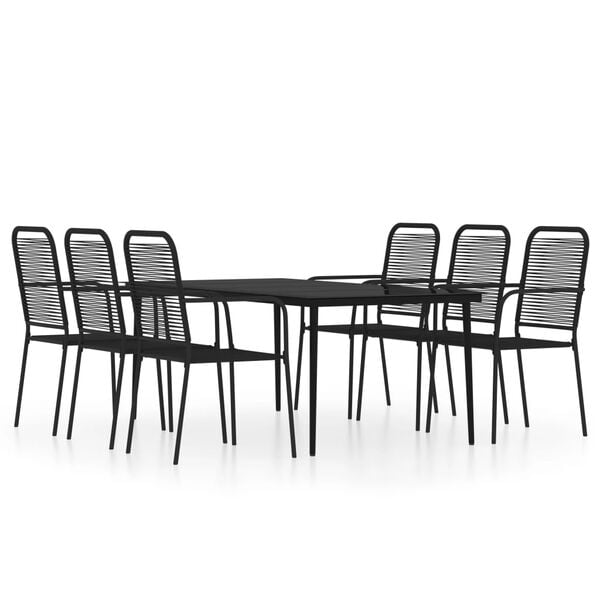 vidaXL Dining Set Black Powder-coated steel Large Durable Dining Set