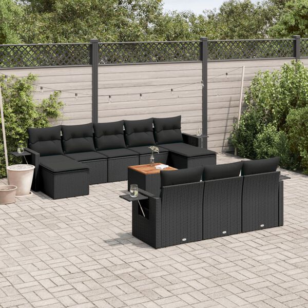vidaXL Garden Sofa Set Black PE rattan Large Modular Garden Sofa Set