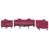 vidaXL 3 Piece Sofa Set with Pillows Wine Red Velvet