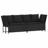 vidaXL Patio Sofa with Cushions Black Poly Rattan